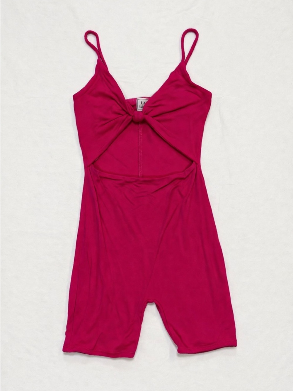 Fuchsia Tie-Front Romper Jumpsuit with Cutout